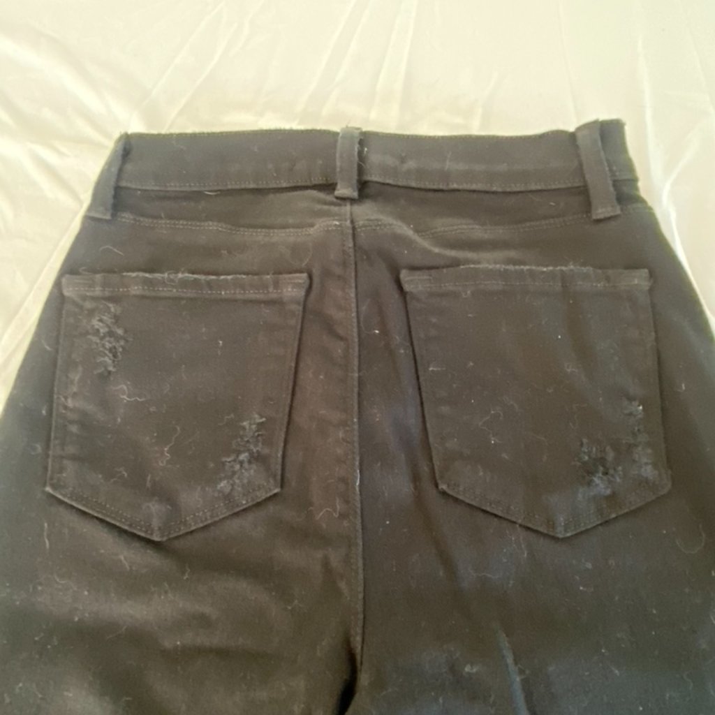 J Brand Maria Flare Leg 5Pocket Style Distressed Dark Black Stretch Denim Jeans